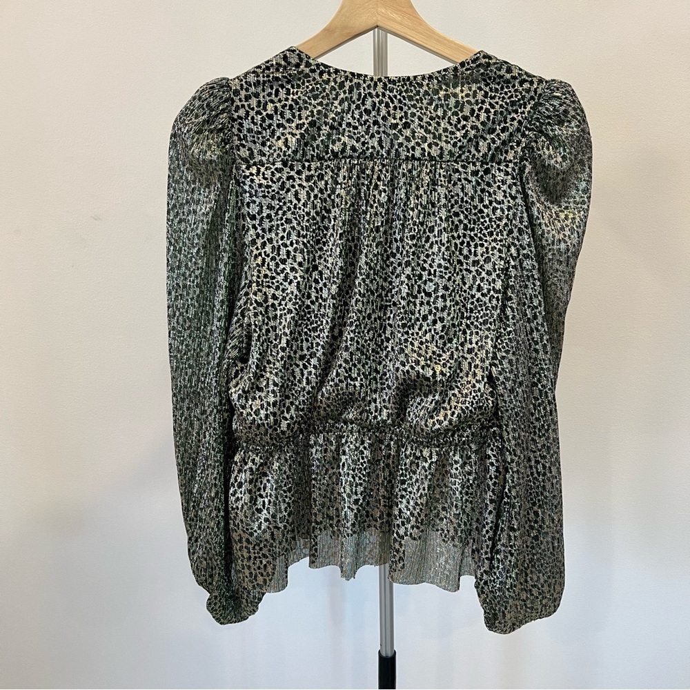 NWT ba&sh Caitlin Green and Metallic Gold Top - Picture 5 of 16